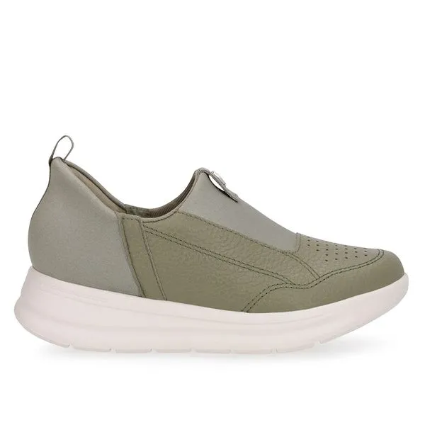 Tênis Casual Verde Couro Detalhe Elastano 36