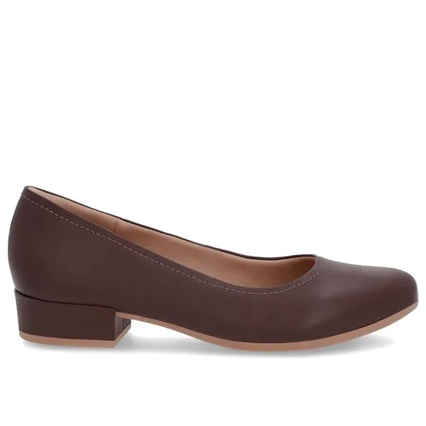 Scarpin Marrom Couro Bico Redondo 34