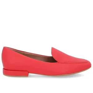 Loafer Vermelho Liso Básico Couro 34