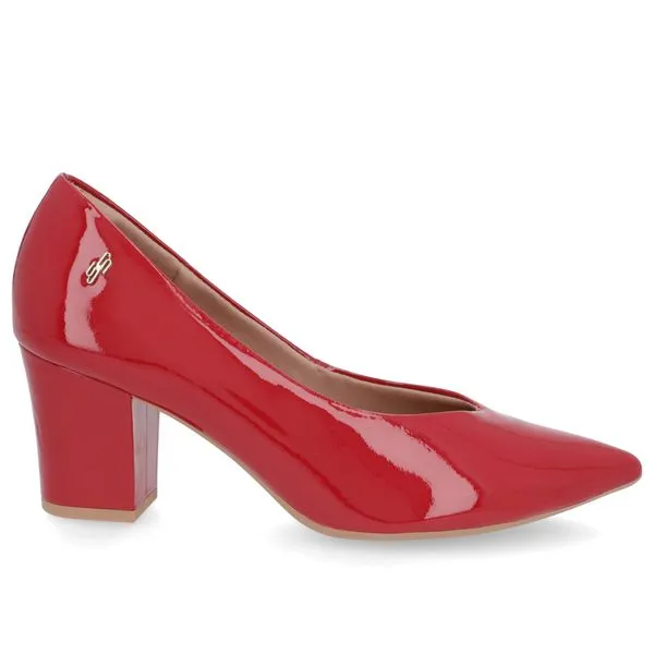 Scarpin Couro Vermelho Recorte V 33