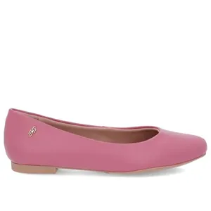 Sapatilha Rosa Couro Bico Redondo 34