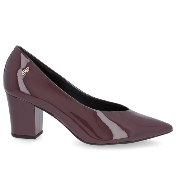 Scarpin Couro Roxo Recorte V 38