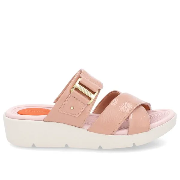 Tamanco Salto Plataforma Couro Verniz Rosa 37