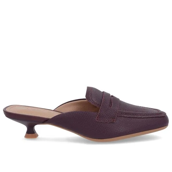Mule Roxa Couro Salto Kitten 35