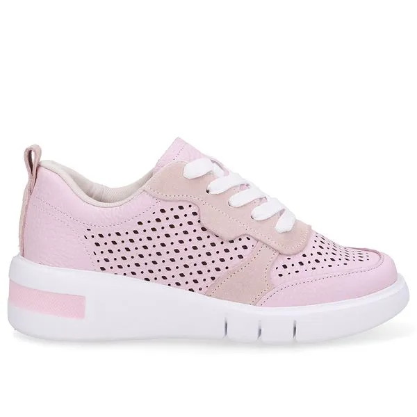 Tênis Couro Rosa Detalhes Laser 39