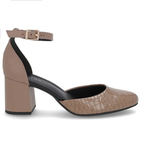Sapato Boneca Salto Bloco Verniz Marrom 33