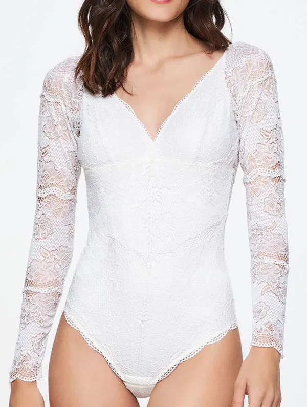 Body Manga Longa Lace Lover OFF G