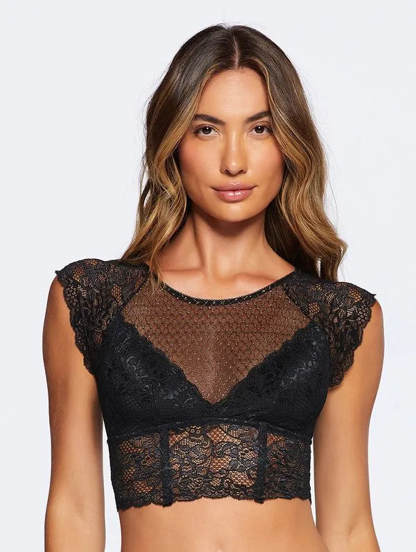Cropped Leve Com Bojo Removível Glam PRETO P