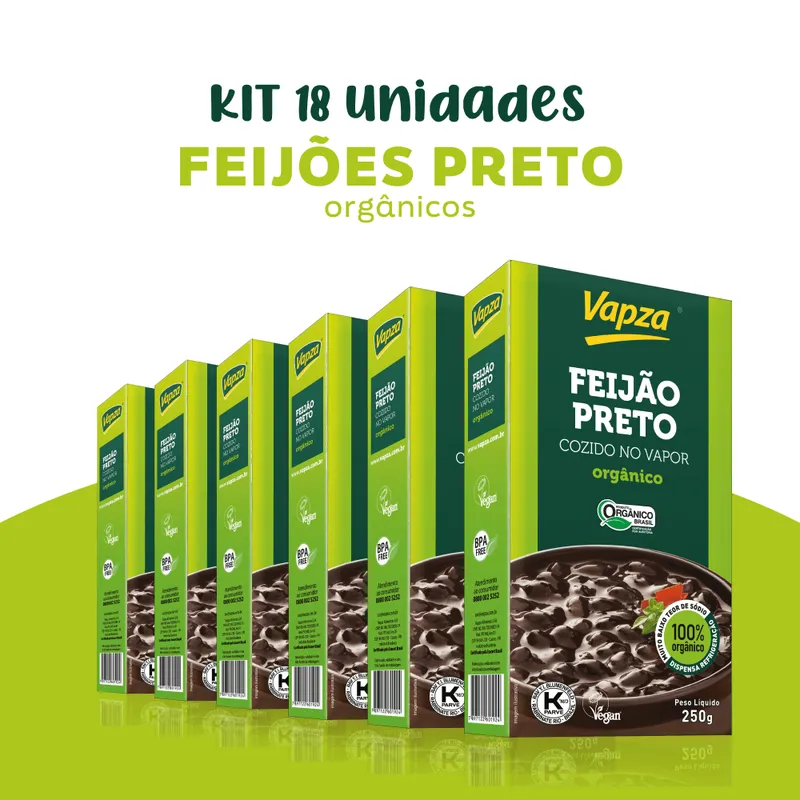 Kit 18 Feijões Preto Orgânicos 250G Vapza