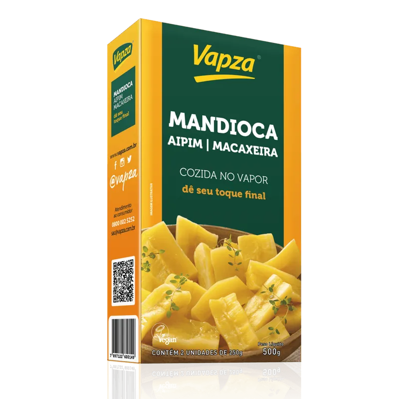Mandioca Aipim Cozida no Vapor 500G Vapza
