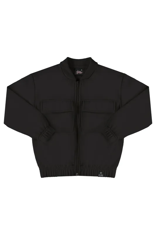 Jaqueta Básica em Moletom Juvenil (Preto) Gloss