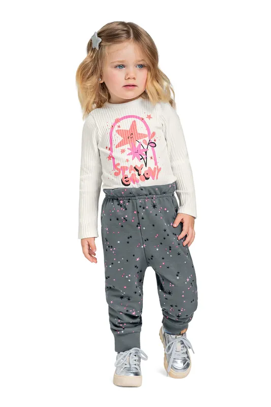 Conjunto Infantil Femininas com Blusa e Calça (Branco) Bee Loop