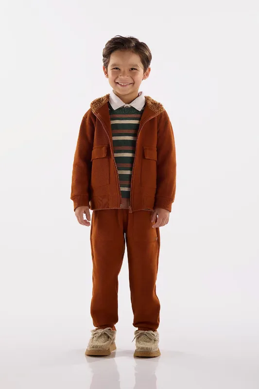 Jaqueta Infantil Masculina em Malha Alfaiataria com Gola Forrada (Marrom) Up Baby