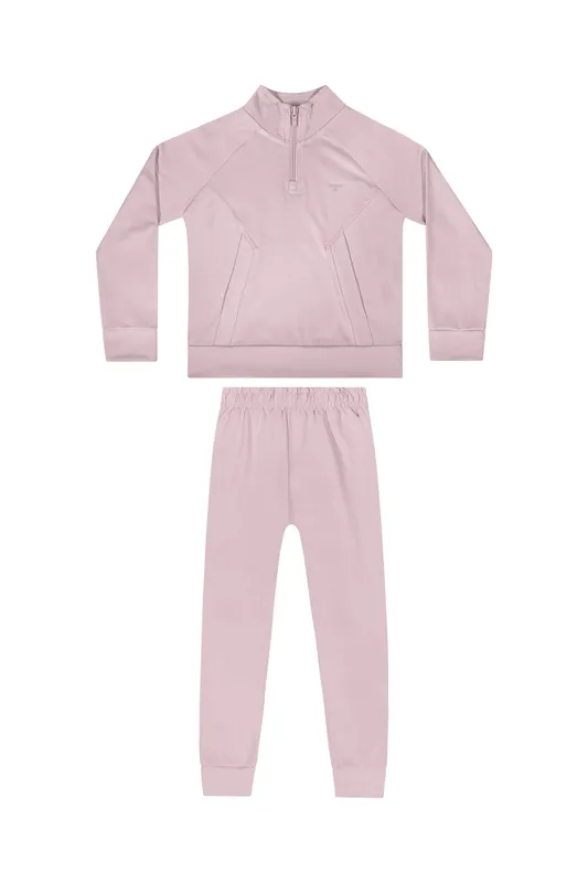 Conjunto com Blusão e Calça em Malha Térmica para Menina (Rosa) Quimby