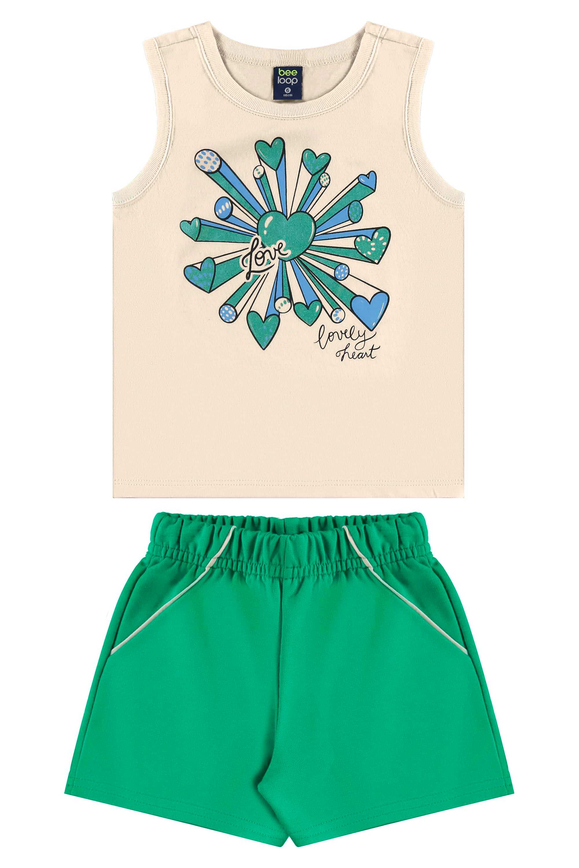 Conjunto com Regata e Short para Menina (Bege) Bee Loop