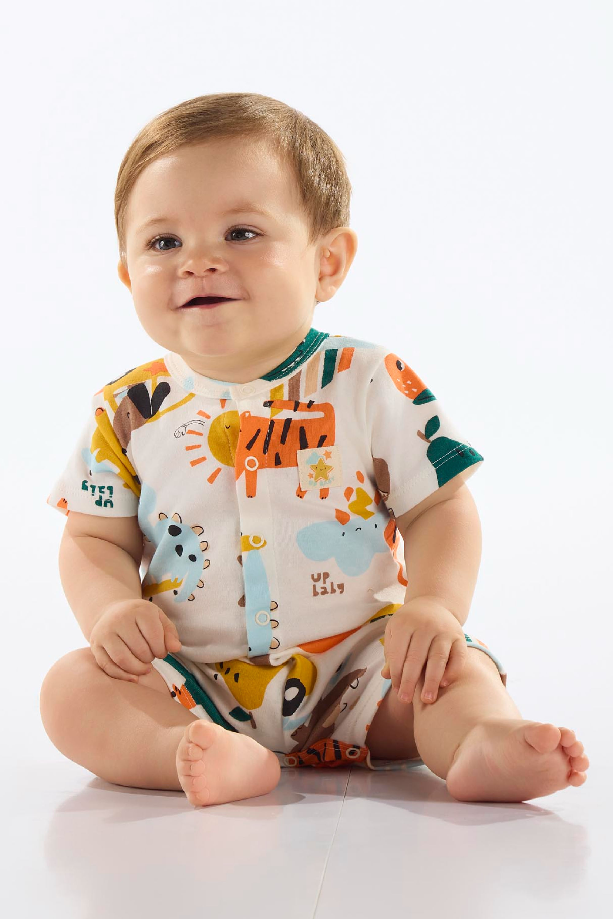 Macaquinho Estampado para Bebê Menino (Bege) Up Baby