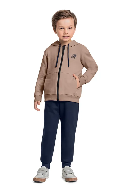 Conjunto com Jaqueta e Calça em Moletom para Menino (Marrom) Quimby
