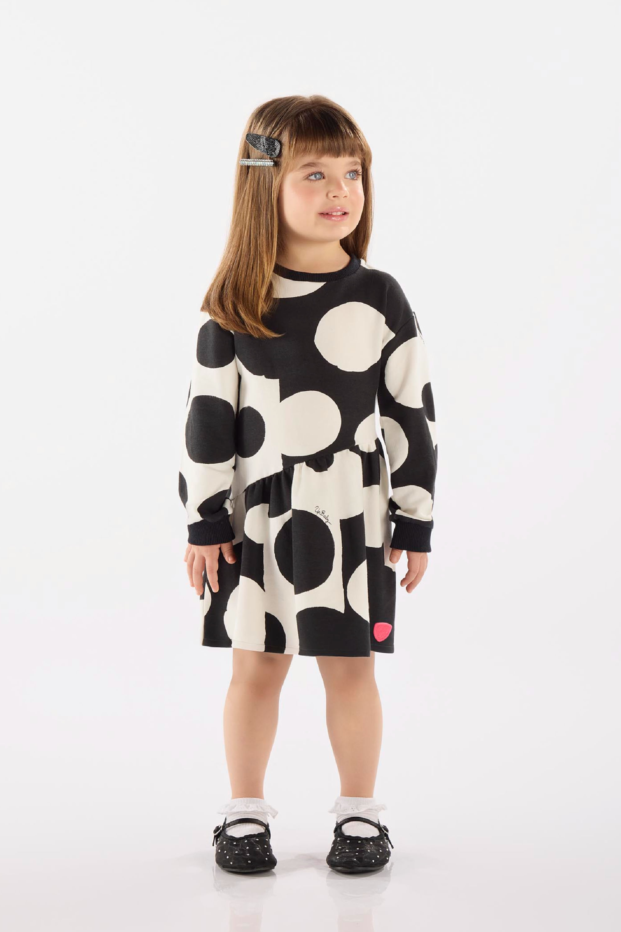 Vestido Infantil em Molecotton Manga Longa (Preto) Up Baby