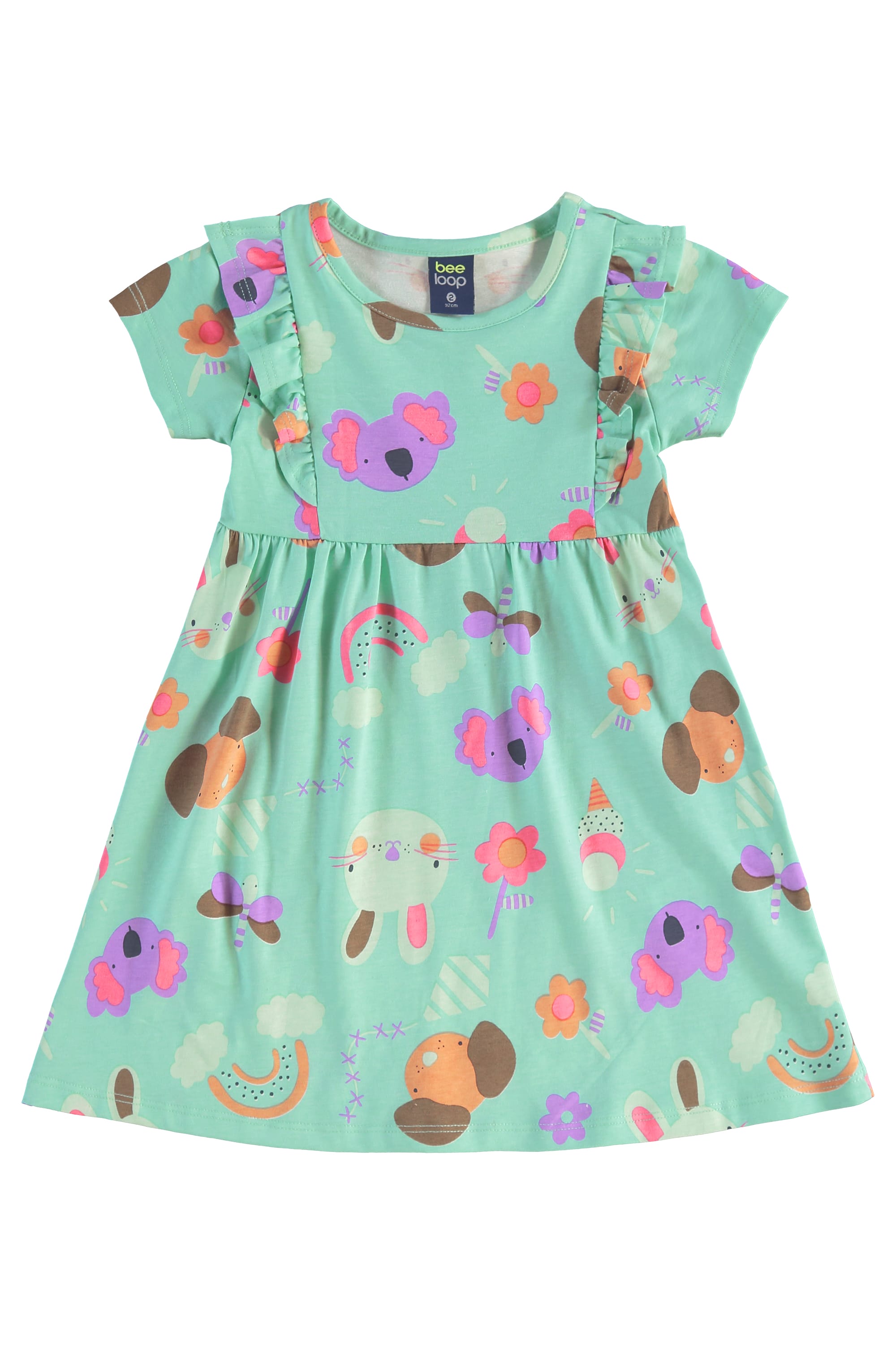 Vestido Bichinhos Infantil para Menina (Verde) Bee Loop