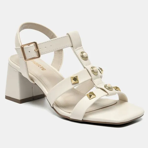 Sandália Salto Médio Off white 171-035-01 35