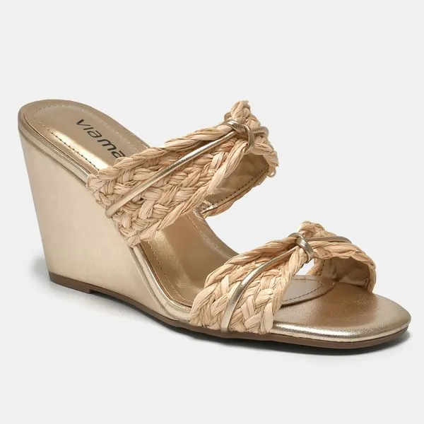 Sandália de ráfia. Dourado 328-003-01 35