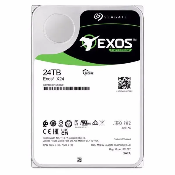 HD 24TB SATA Seagate Exos X22 Enterprise Capacity - ST24000NM002H (3,5pol, 6Gb/s, 7.200 RPM, 512MB Cache)
