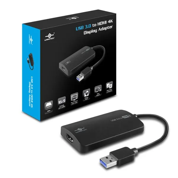 Adaptador de Vídeo - USB 3.0 > HDMI 4K Vantec - Preto - NBV-400HU3