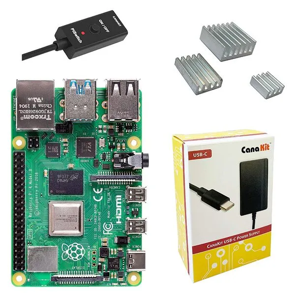 Computador Raspberry Pi 4 B (Quad-Core 1.5GHz, 4GB RAM, Wi-fi Dual Band, Bluetooth 5.0) kit c/ Gabinete Oficial e Fonte