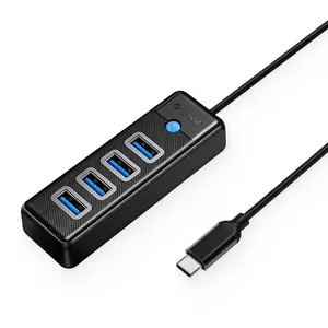 Hub USB 3.0 - 4 portas - Conexão USB 3.1 Tipo-C - ORICO-PW4U-C3-015-BK-EP