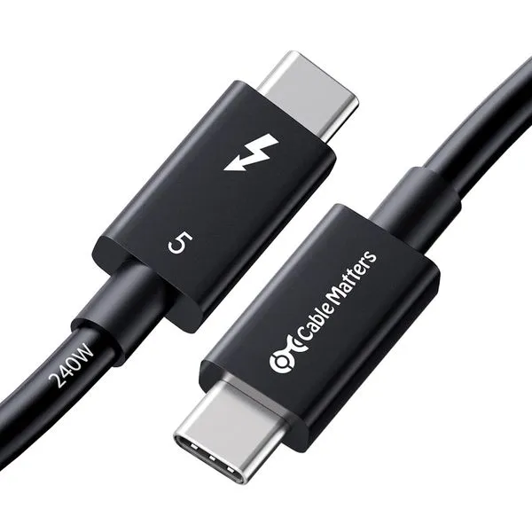 Cabo de Vídeo - USB-C / Thunderbolt 5 - 1m - Cable Matters 107062-BLK-1m (Preto, 4K @ 540Hz, PD 240W)