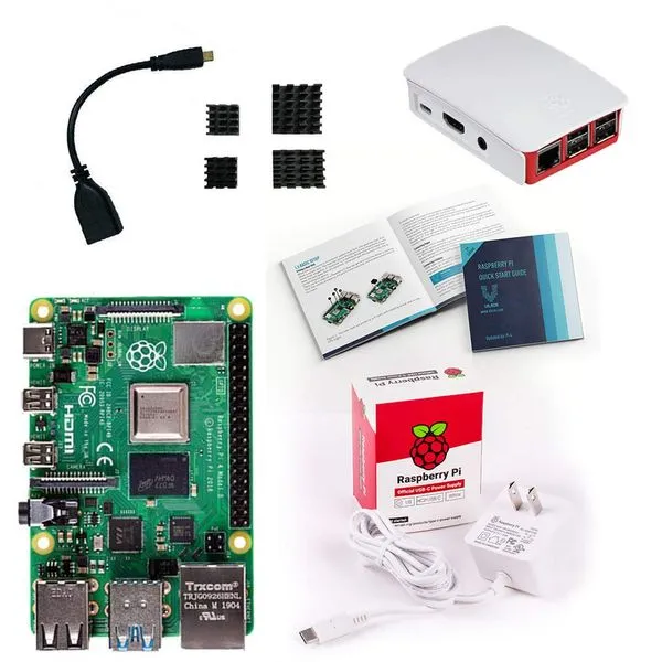 Computador Raspberry Pi 4 B (Quad-Core 1.5GHz, 1GB RAM, Wi-fi Dual Band, Bluetooth 5.0) kit c/ Gabinete Oficial e Fonte