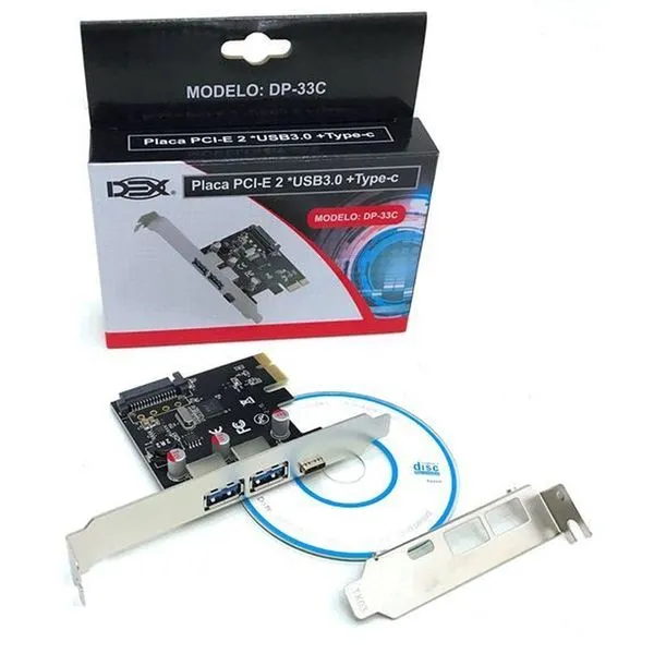 Placa Pci-e USB 3.0 - 2 X Portas / 1 X Porta Tipo C - MD9 - 8113