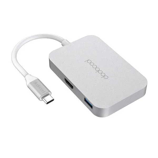 Hub USB-C 3.1 (5 em 1: 3 portas USB 3.0, 1 x USB-C, 1 x HDMI HD 4K) DodoCool - DC31S (Prata)