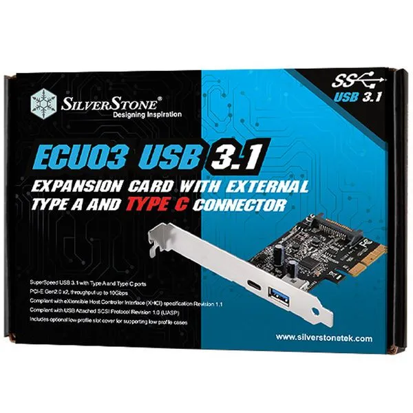 Controladora USB 3.1 - PCI-E - Silverstone - SST-ECU03