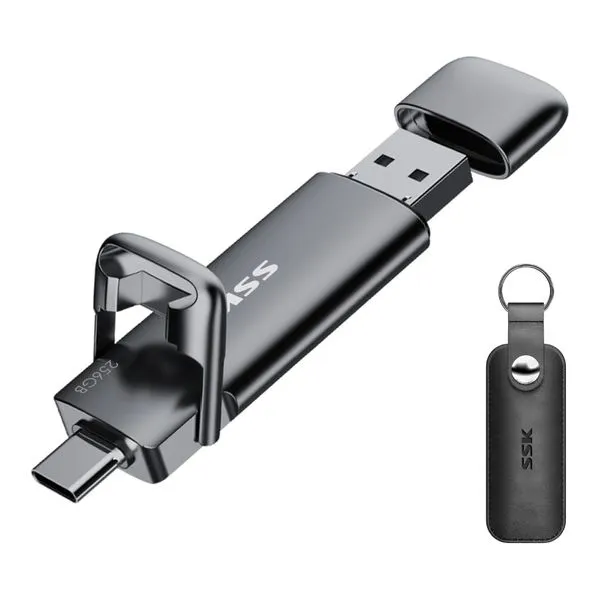 Pendrive Flash 256GB - SSK - SD301 (USB-C, 500 MB/s, Metal)