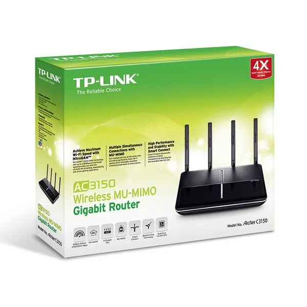 Roteador Wireless - TP-Link Dual-Band Gigabit AC3150 - Archer C3150 (MU-MIMO)
