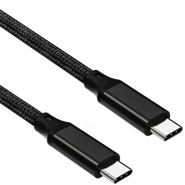 Cabo de dados USB-C > USB-C 3m - Elfesoul (100W, 20Gbps, Nylon Trançado, Preto)