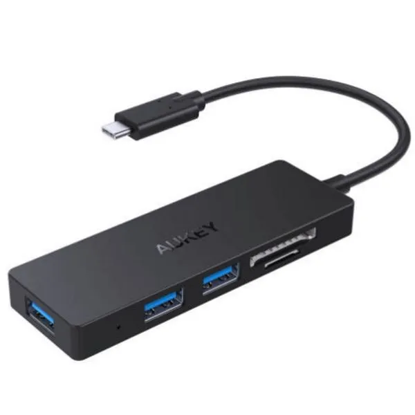 Hub USB-C - 3 portas USB 3.0 + Leitor de Cartão - Aukey CB-C65