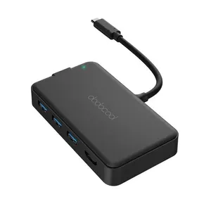 Hub USB-C 6.1 - 3 portas USB 3.0 + 1 porta USB-C + Ultra HD 4K + Gigabit Ethernet - DodoCool - DC47