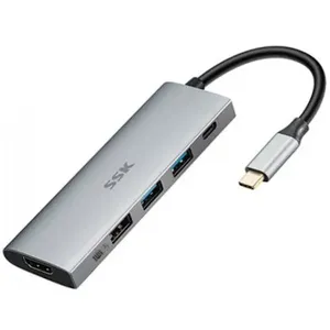 Hub USB-C 5 em 1 SSK - HDMI (4K/30Hz), 2 USB 3.0, 1 PD 3.0, 1 USB A 3.0 - SC102