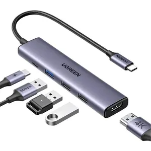 Hub USB-C Ugreen 5 em 1 - Revodok 105 - HDMI, USB-A, USB-C, 100w Power Delivery