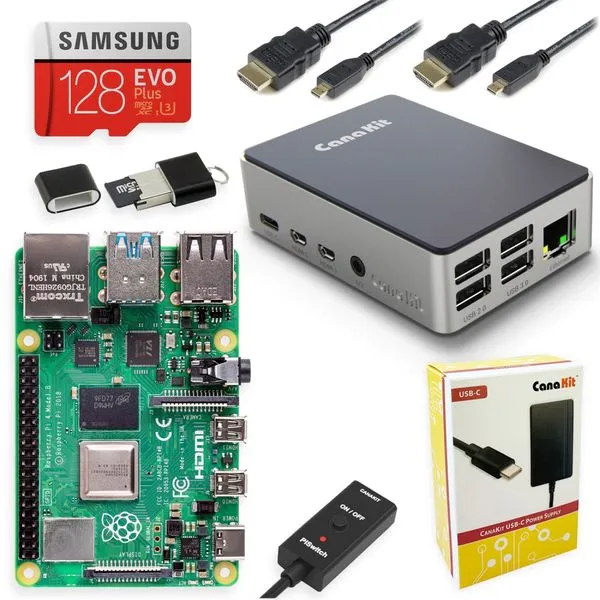 Computador Raspberry Pi 4 B (Quad-Core 1.5GHz, 64-bit, 8GB RAM, Samsung EVO+ 128GB, Micro HDMI)