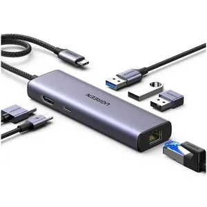 Hub USB-C Ugreen 6 em 1 - HDMI, 3x USB-A, USB-C, RJ-45, 100w Power Delivery