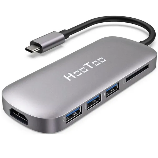 Hub USB-C 3.1 - 3 portas USB 3.0 + 1 porta USB-C + HDMI + Leitor de Cartão - HooToo HT-UC010