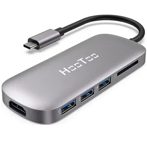 Hub USB-C 3.1 - 3 portas USB 3.0 + 1 porta USB-C + HDMI + Leitor de Cartão - HooToo HT-UC010