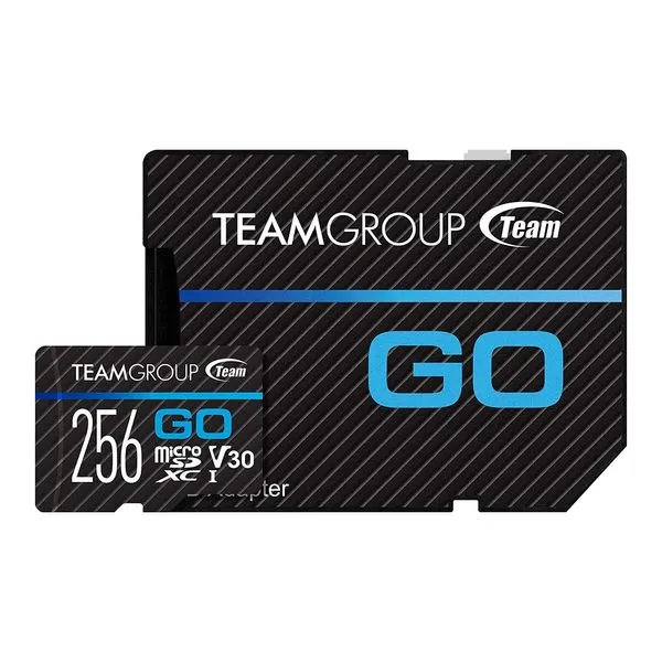 Cartão de memória microSDXC 256GB TeamGroup Go (UHS-I, U3, A2, V30 c/ Adaptador) - TGUSDX256GU303