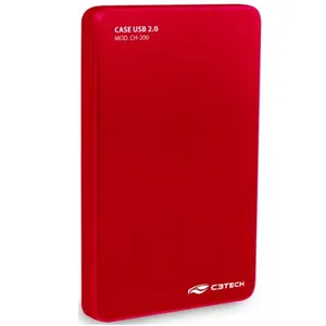Gaveta Externa Portátil (2.5pol) - SATA > USB 2.0 - C3 Tech - Vermelho - CH-200RD