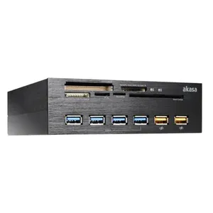 Leitor de Cartão - Externo para baia 5,25 com 4 USB 3.0 e 2 USB 2.0 - AKASA - AKHC07BK