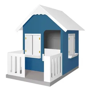 Casinha De Brinquedo Com Cercado E Cobertura Mdf Azul/branco - Criança Feliz