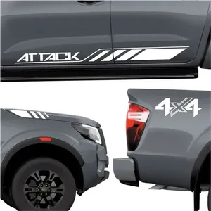 Faixa Nissan Frontier Attack 4x4 2023 Adesivo Lateral E Capô Branco